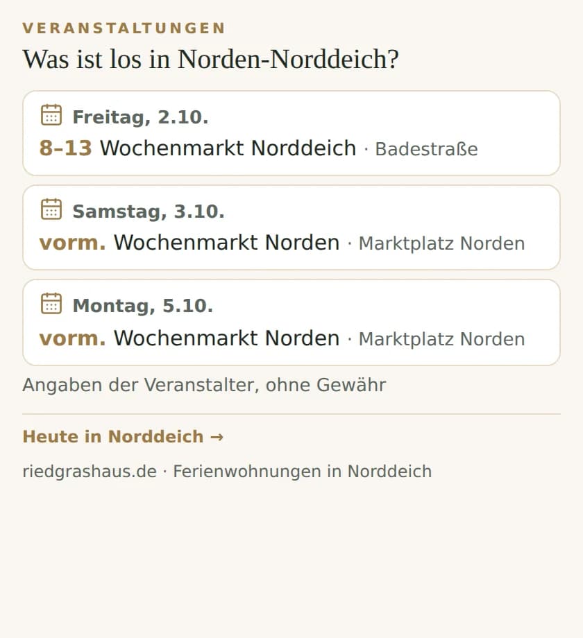 Beispiel: eingebettete Veranstaltungs-Anzeige für Norden-Norddeich