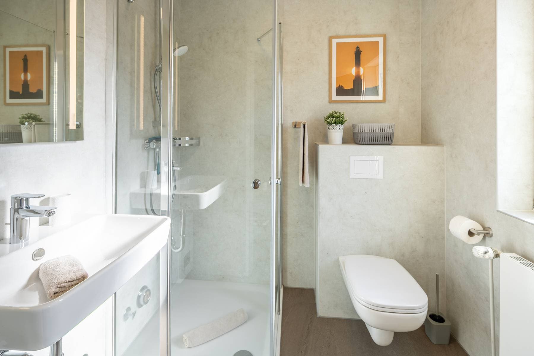 Ferienwohnung Riedgras 1 – Bad mit Dusche, WC und Waschbecken